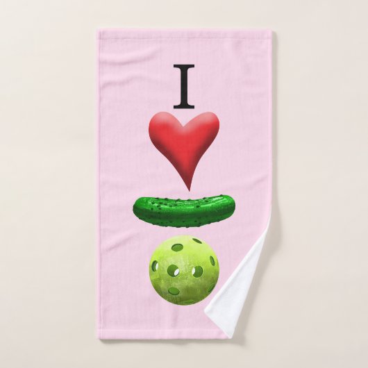 Logo I Love Pickleball - Serviette de sueur rose (Serviette à main)