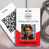 Logo ID employé photo Code QR Badge rouge