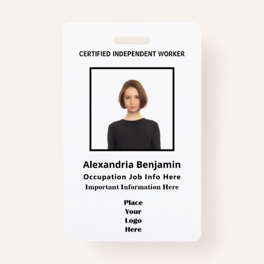 Logo-ID foto Werknemer Naam streepjescode Aangepas Badge (Voorkant)
