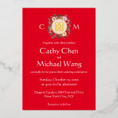 Logo initialen van de rode floreus folie uitnodiging (Voorkant)