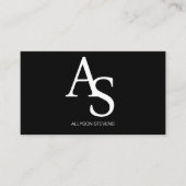 Logo initialen witte zwarte haarmake-up qr code visitekaartje (Voorkant)