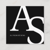 Logo initialen Zwart wit vet make-up qr code Vierkante Visitekaartje (Voorkant)