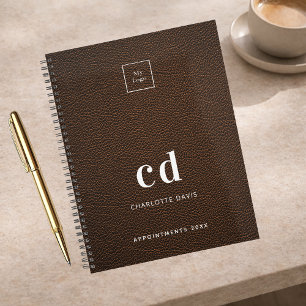 Logo initiales monogramme cuir marron affaires