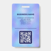 Logo Iridescente Faux Foil Photo QR-Code Nom Badge (Arrière)
