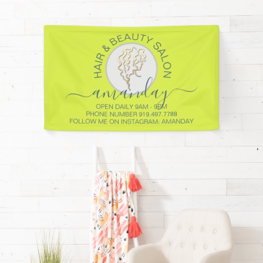 Logo Jaune Doré Coiffeur Salon de Beauté Bannière (En situation)