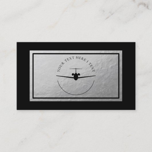 Logo Jet d'aviation - Carte de visite Faux Silver  (Devant)