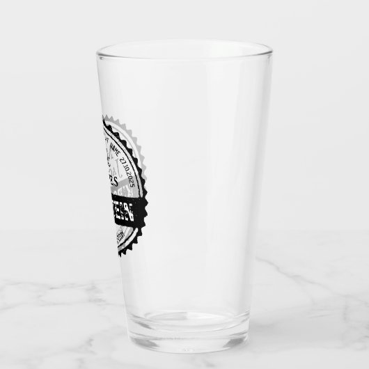 Logo Jouw naam Fles Pet Cirkel Retro Glas (Links)