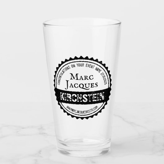 Logo Jouw naam Fles Pet Cirkel Retro Glas (Voorkant)