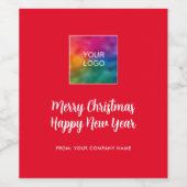 Logo Kalligrafie Vrolijk Kerstfeest Gelukkig Nieuw Wijn Etiket (Enkel label)
