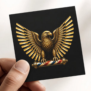Logo Kapsalon Luxe Gouden Adelaar Kapper Vierkante Visitekaartje