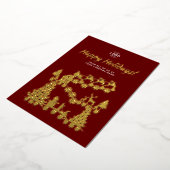 Logo kerstscene Gold Burgundy Feestdagen Kaart (Gedraaid)