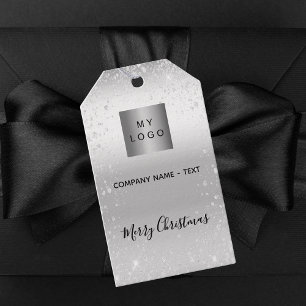 Logo kerstzilverglitter cadeaulabel