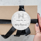 Logo kerstzilversneeuwvlokken ronde sticker