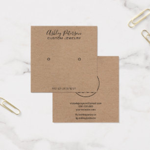 Logo kraft rustic minimalist stud earing display vierkante visitekaartjes