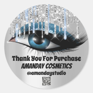 Logo Lashes Extension Makeup Artist Gray QRCODE Ronde Sticker