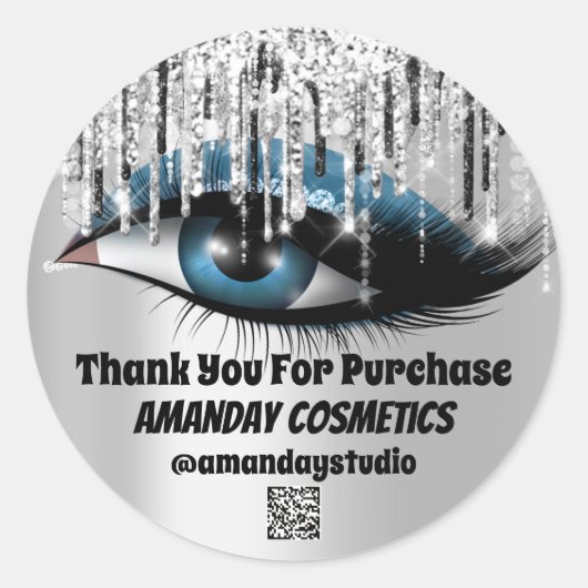 Logo Lashes Extension Makeup Silver Custom QRCODE Ronde Sticker (Voorkant)