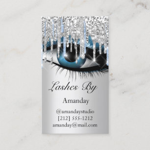 Logo Lashes Makeup Artist Silver Blue QR Code Visitekaartje