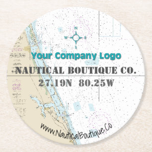 Logo Latitude Longitude Stuart Florida Chart Ronde Kartonnen Onderzetter