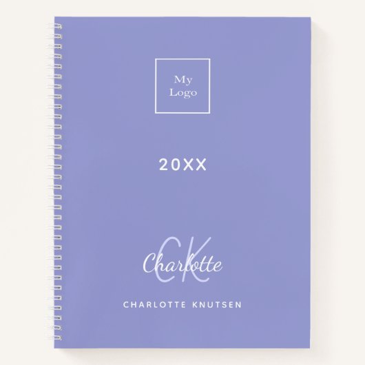 Logo lavendel monogram initialen bedrijf notitieboek (Voorkant)