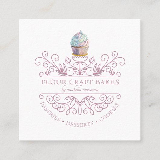 Logo lavender Decorative Lijst Bakery Baker Vierkante Visitekaartje (Voorkant)