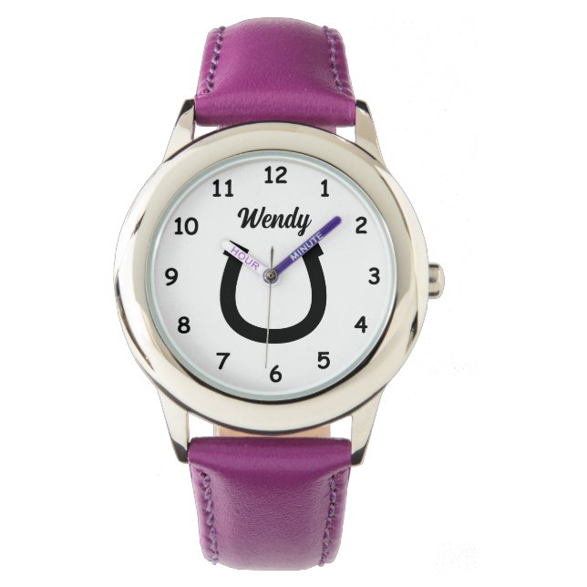 Logo Lucky horseshoe nom personnalisé montre fille (devant)
