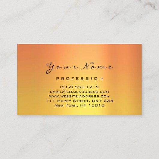 Logo Makeup Artist Hair Nails Yellow Oranje Visitekaartje (Achterkant)