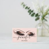 Logo Makeup Boutique Lash Studio Brow Roos Glitter Visitekaartje (Staand voorkant)