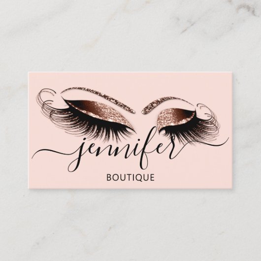 Logo Makeup Boutique Lash Studio Brow Roos Glitter Visitekaartje (Voorkant)
