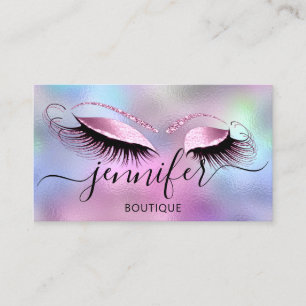 Logo Makeup Boutique Lash Studio Roze Holograaf Visitekaartje