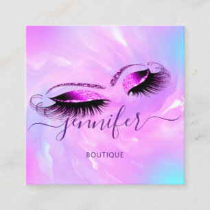 Logo Makeup Lashes Extension Studio Holograafroze Vierkante Visitekaartje