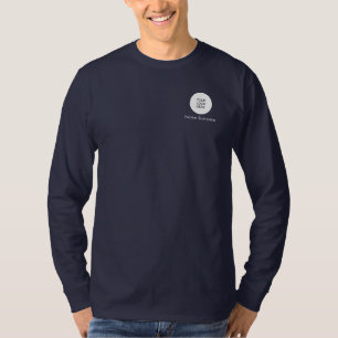 Logo Mannen Navy Blue uploaden naar achteren en vo T-shirt
