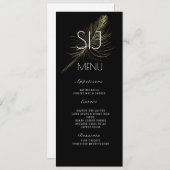 Logo mariage Botanique Or Plumes Dîner Menu (Devant / Derrière)