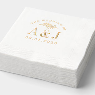 Logo Mariage Union élégant Foil Serviettes empilée