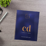 Logo marine bleu or monogramme entreprise initiale<br><div class="desc">Un arrière - plan bleu marine, un texte doré et blanc. La couleur bleue est inégale. Personnalisez et ajoutez votre logo, vos initiales monographiques, votre nom et une année de titre (chaque année). Votre logo à la fois sur l'avant et sur l'arrière. Espace pour l'adresse de votre site web à...</div>