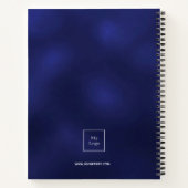 Logo marineblauw wit monogram initiaal notitieboek (Achterkant)