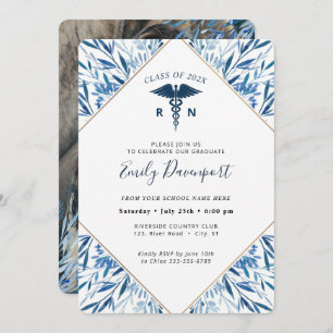 Logo Médicale Bleu Graduation Invitation Verdure