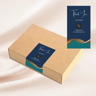 Logo Merci Bleu Or Boîte Étiquette d'emballage de