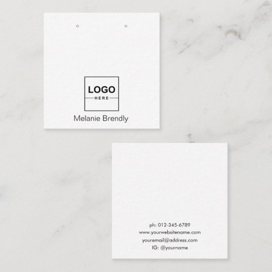 Logo Merk Sieraden Oorbel Display Visitekaartje (Voorkant / Achterkant)