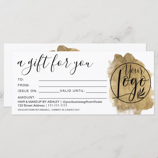 Logo met cadeaubon voor goudvogel (Voorkant / Achterkant)