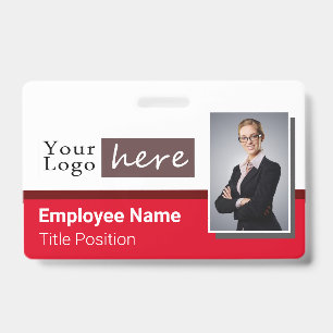 Logo met één foto in horizontale stijl Rood Werkne Badge