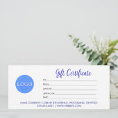 Logo met elegante schriftelijke bedrijfs-cadeaubon (Staand voorkant)