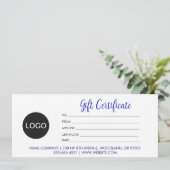 Logo met modern schrift zakelijk cadeaubon (Staand voorkant)