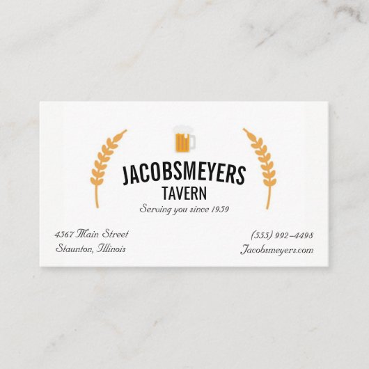 Logo met Tavern of Bar Beer Visitekaartje (Voorkant)