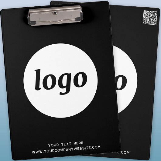 Logo met Tekst en QR Code Black Business Klembord