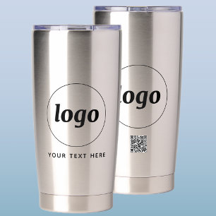 Logo met tekst en QR-code zakelijke promotie Geïsoleerde Drinkbeker