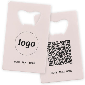 Logo met tekst QR code Business Blush Pink Kredietkaart Flessenopener