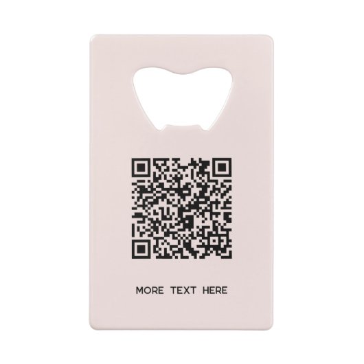 Logo met tekst QR code Business Blush Pink Kredietkaart Flessenopener (Achterkant)