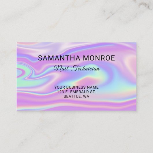 Logo met Website URL Paarse Mint Iridescent Visitekaartje (Achterkant)