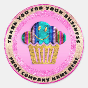 Logo Mexico Bakkerij Dank Sweet Cake Roze Ronde Sticker