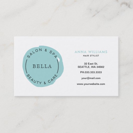 Logo Minimal Aqua Salon et carte de rendez-vous Sp (Devant)